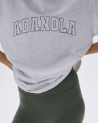 Varsity Stitch Short Sleeve Oversized T-shirt - Light Grey Melange/Black