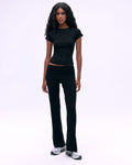 Rib Fold Over Pants - Black