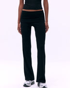 Rib Fold Over Pants - Black