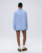 Cotton Stripe Oversized Shirt - Blue/White