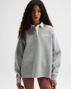 Varsity Oversized Rugby Top - Light Grey Melange/Marshmallow White
