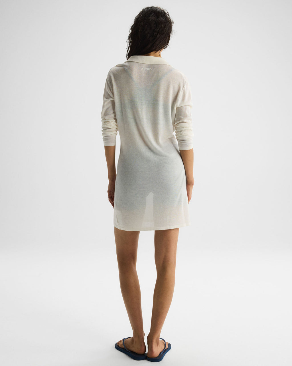 Semi Sheer Collared Dress - Marshmallow White