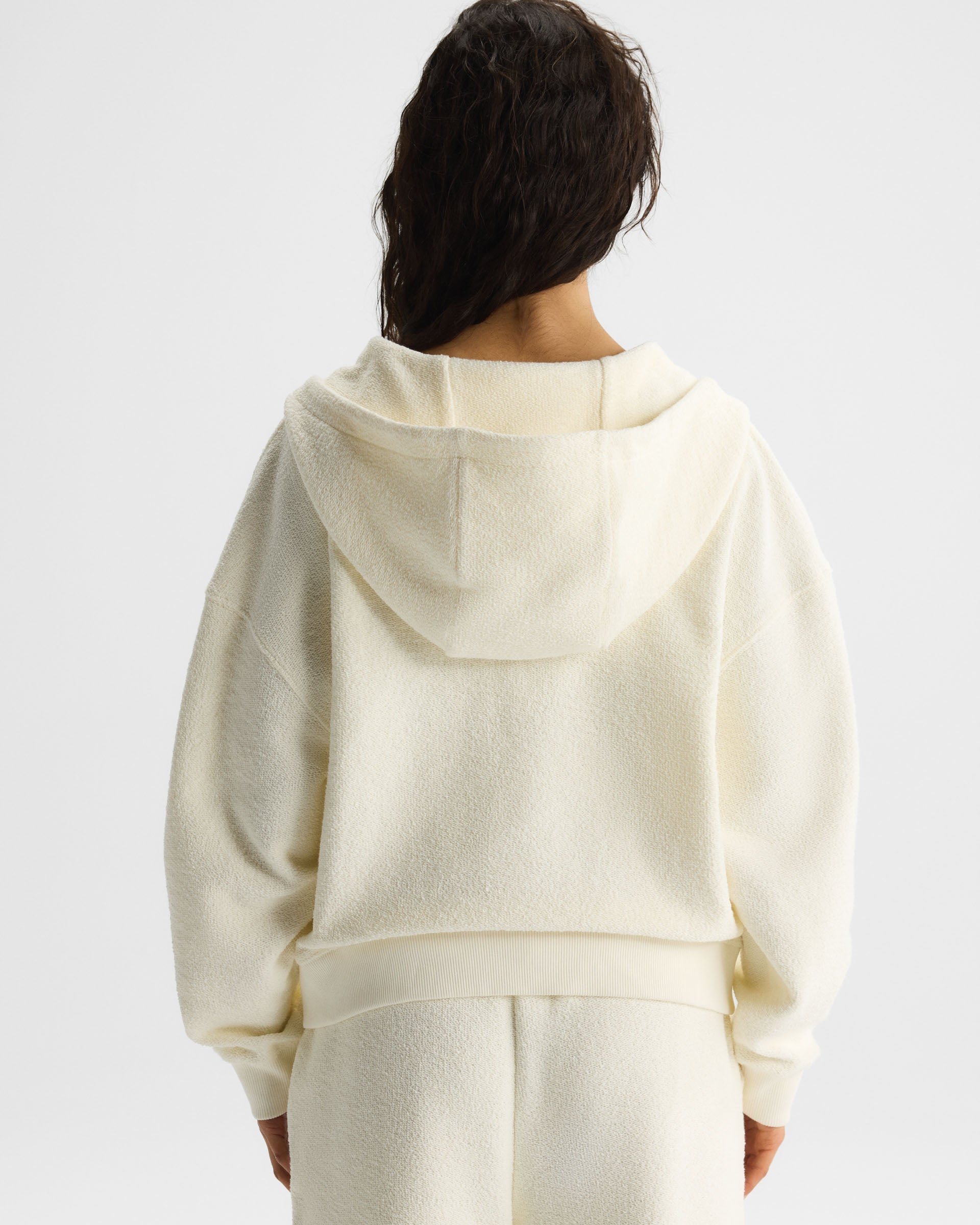 AS Reverse Loopback Zip Through Hoodie - Marshmallow White