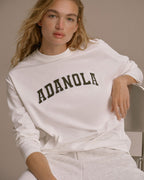 Varsity Long Sleeve Drop Shoulder T-shirt - White/Dark Olive
