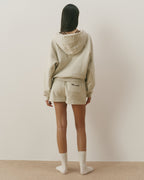 Signature Loose Fit Zip Through Hoodie - Oatmeal Marl/Coffee Bean