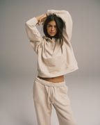 Loopback Henley Hoodie - Oatmeal Melange