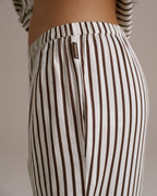 Cotton Sateen Stripe Pyjamas - Marshmallow White/Coffee Bean