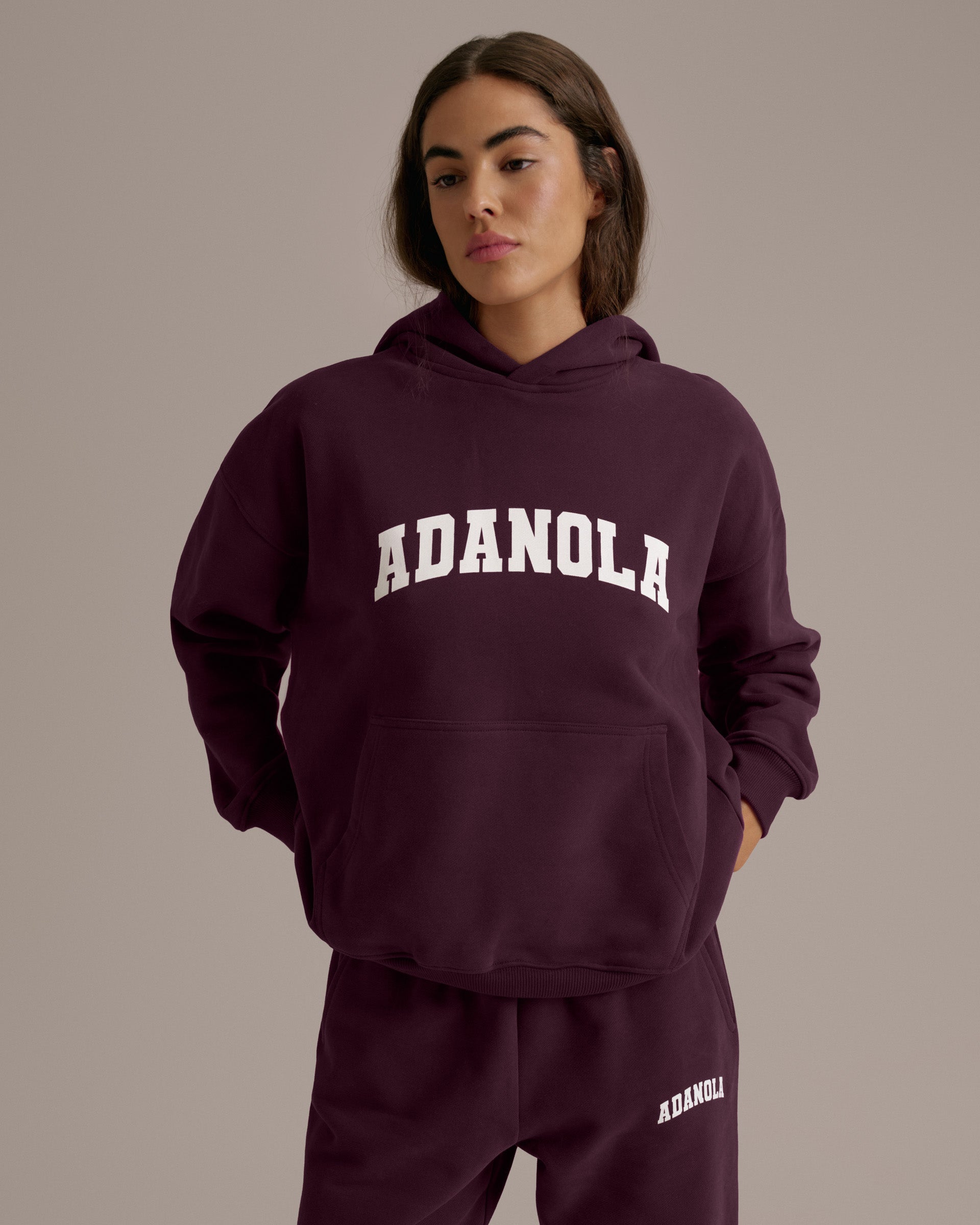 Varsity Oversized Hoodie - Dark Cherry/Marshmallow White