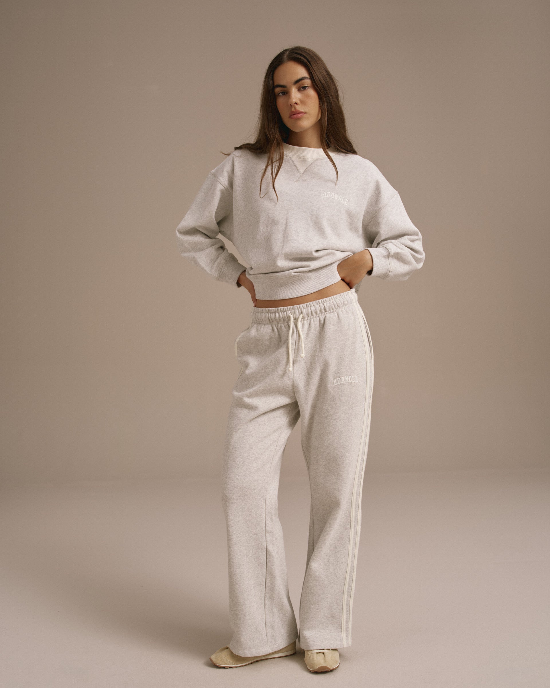 Varsity Loose Fit Sweatshirt - Light Grey Melange/Marshmallow White
