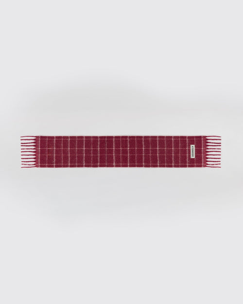Brushed Checked Scarf - Berry Red
