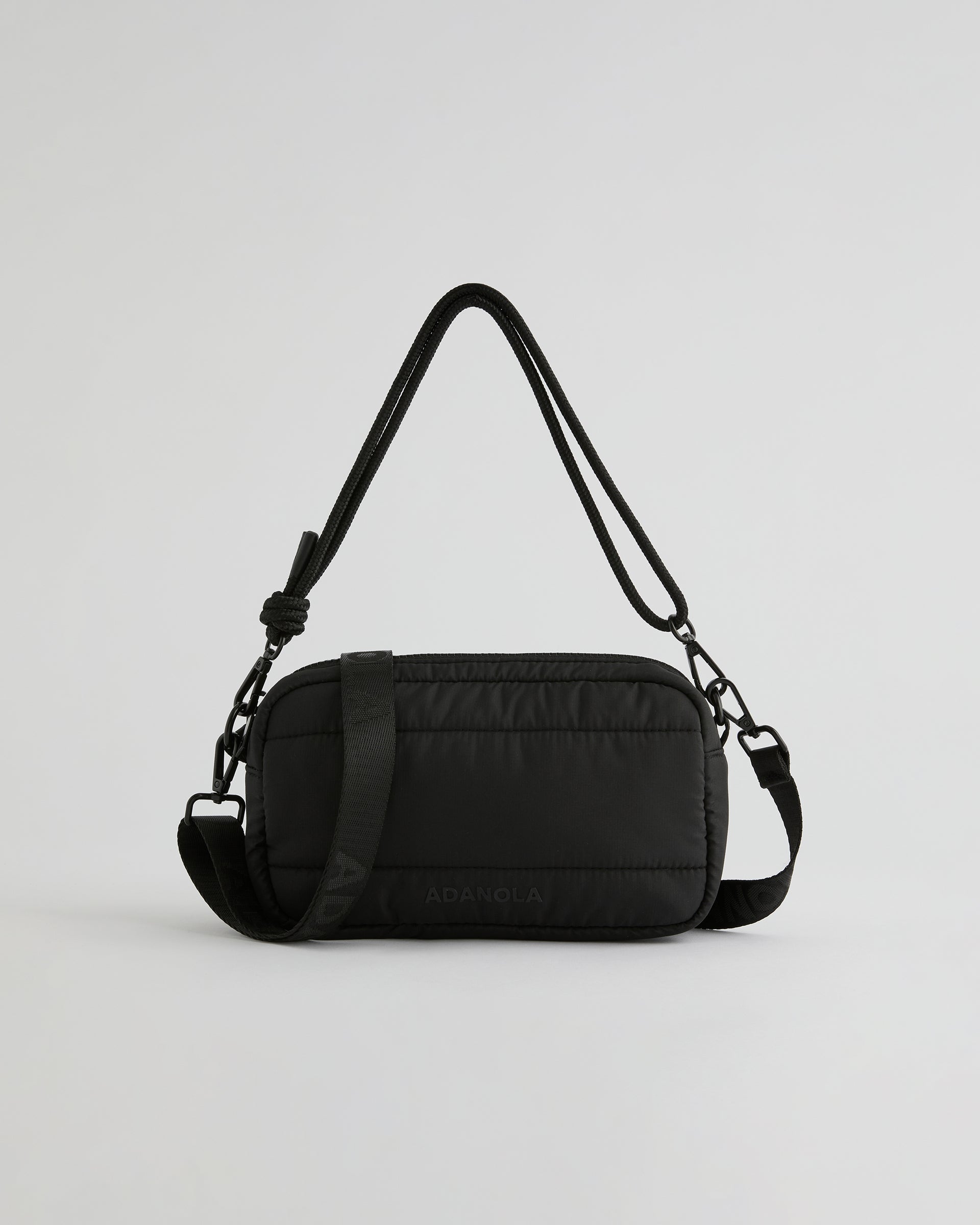 Small Branded Multi-Strap Bag - Black