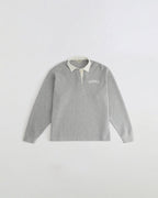 Varsity Oversized Rugby Top - Light Grey Melange/Marshmallow White