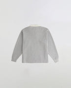 Varsity Oversized Rugby Top - Light Grey Melange/Marshmallow White