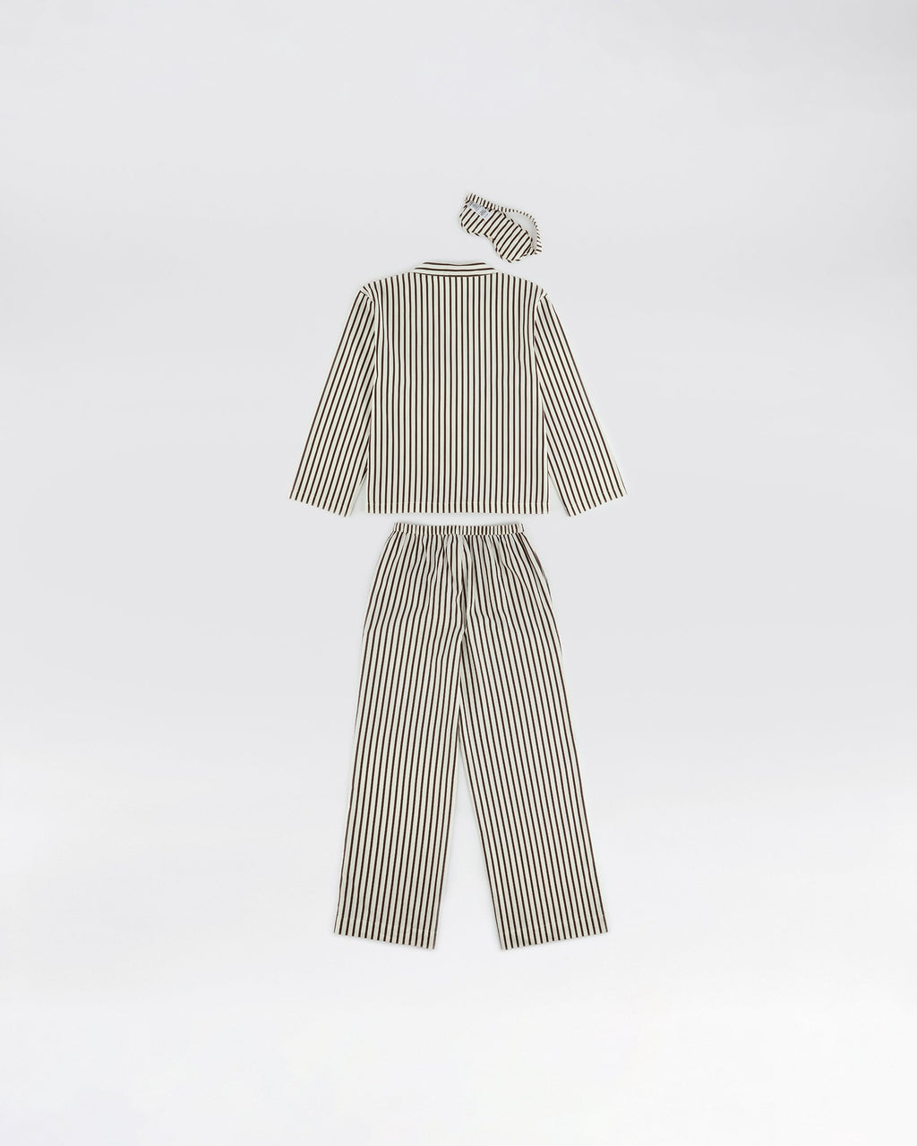 Cotton Sateen Stripe Pyjamas - Marshmallow White/Coffee Bean