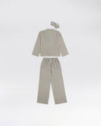 Cotton Sateen Stripe Pyjamas - Marshmallow White/Coffee Bean