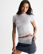 Soft Modal Short Sleeve Top - Light Grey Melange