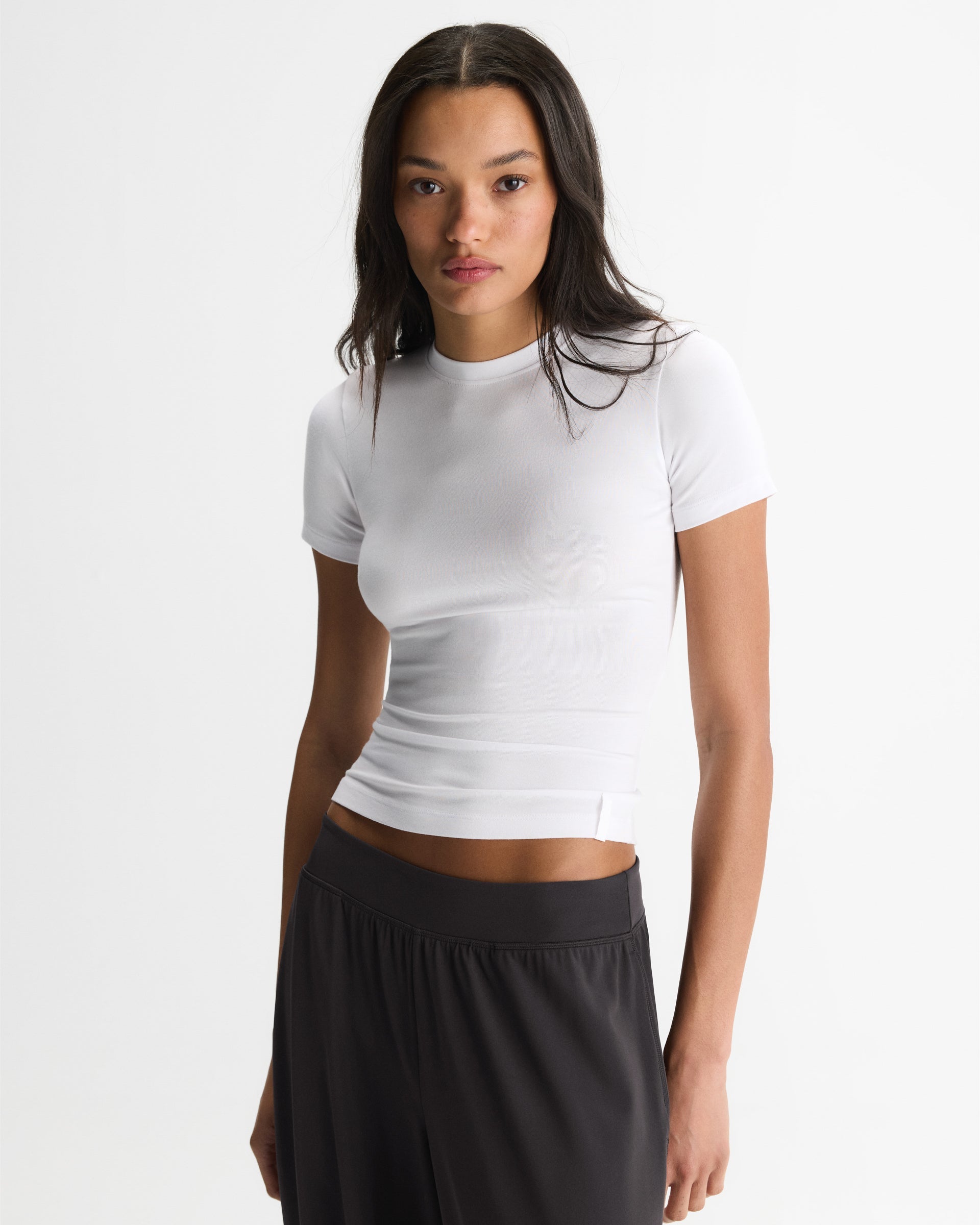 Soft Modal Short Sleeve Top - White