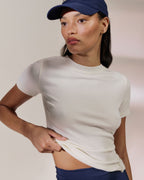 Soft Modal Rib Short Sleeve Top - Marshmallow White