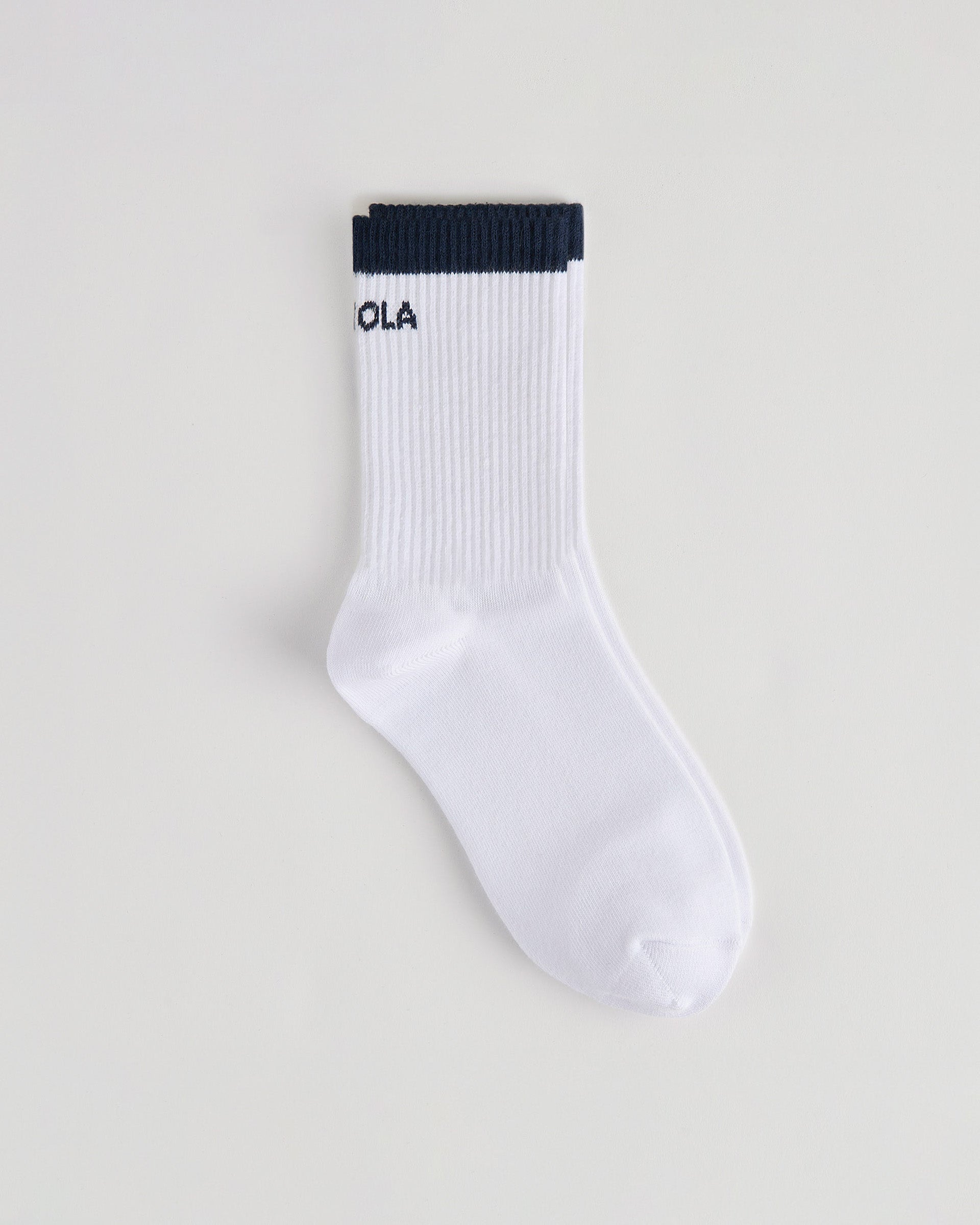 Single Stripe Socks - White/Navy Blue